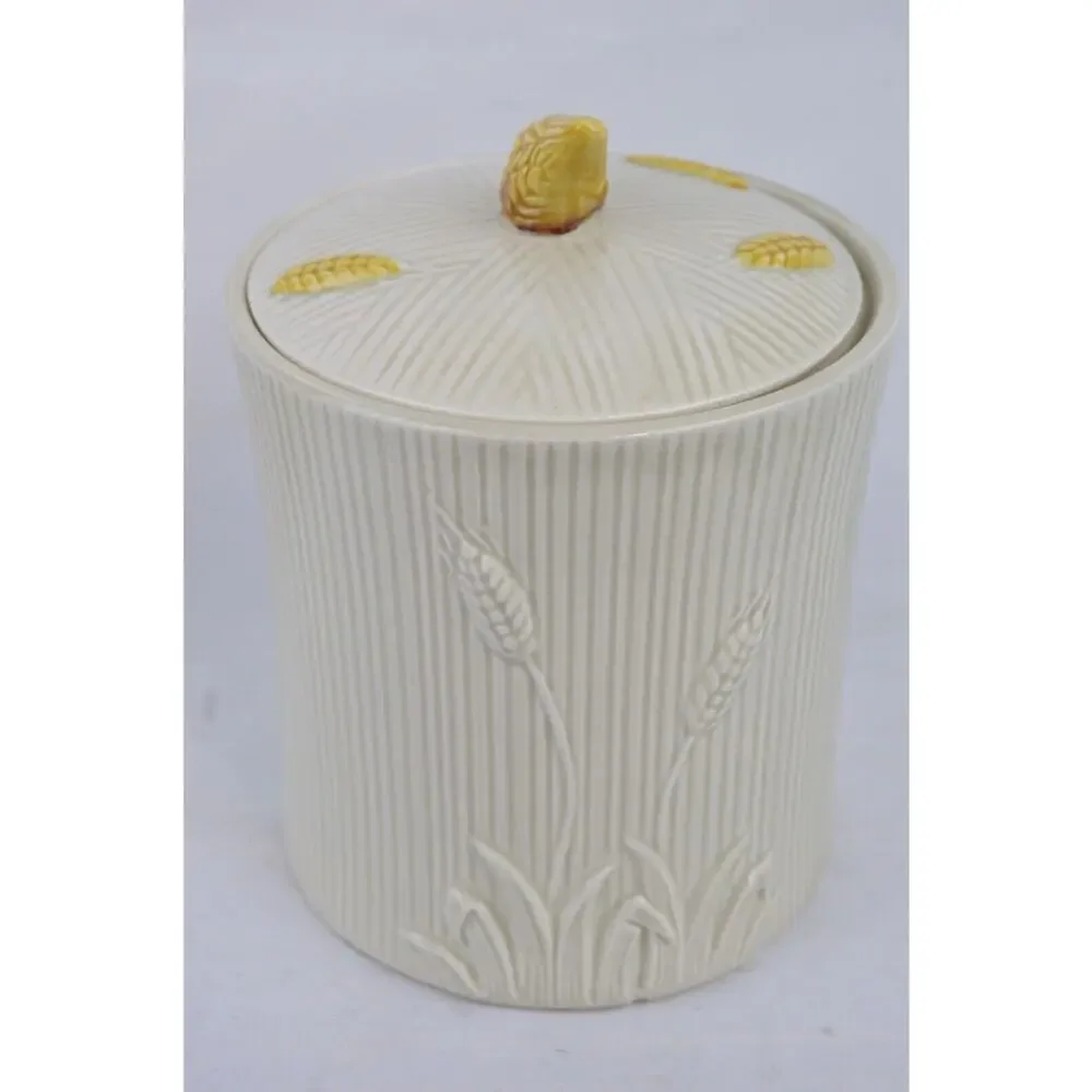 Vintage Lefton Poppy Garden Ceramic Canisters Set 2 Japan Floral Wheat Jars